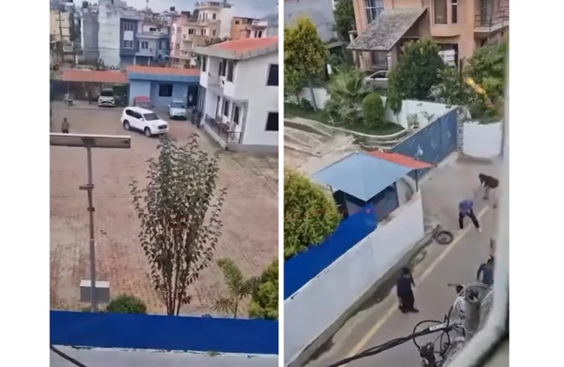 कर्फ्यूको अवज्ञा गर्दै प्रदर्शन, प्रचण्डको घरमा ढुंगामुढा 