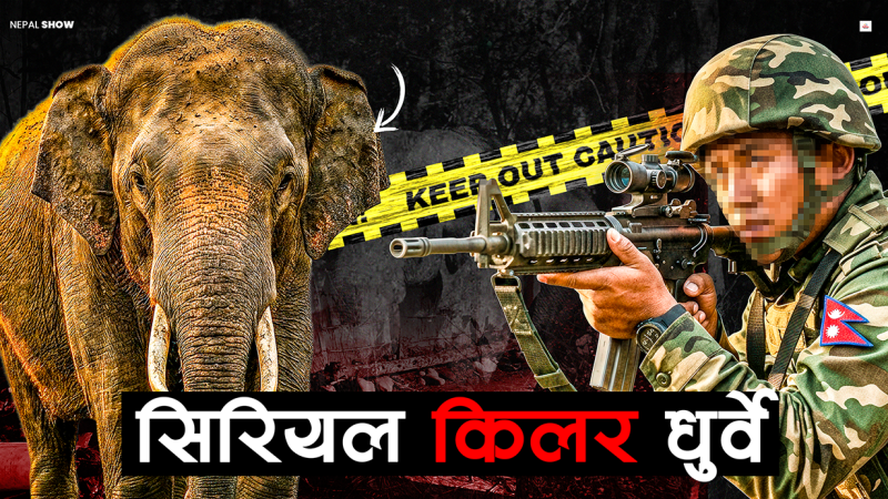 सेनाको निशाना छलेर बितन्डा मच्चाइरहेको एउटा हात्ती